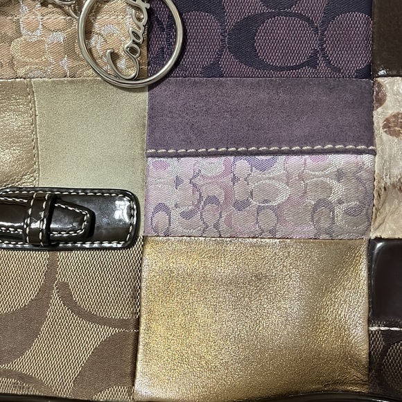 Coach Holiday Patchwork Suede Leather Purse Tote Bag -RARE- - Picture 5 of 6